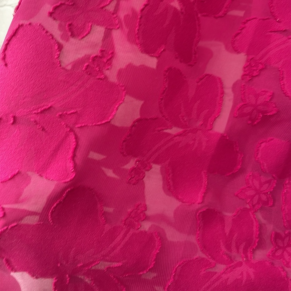 Investments II 1x hot pink Barbiecore appliqué floral sheer top - Picture 3 of 6